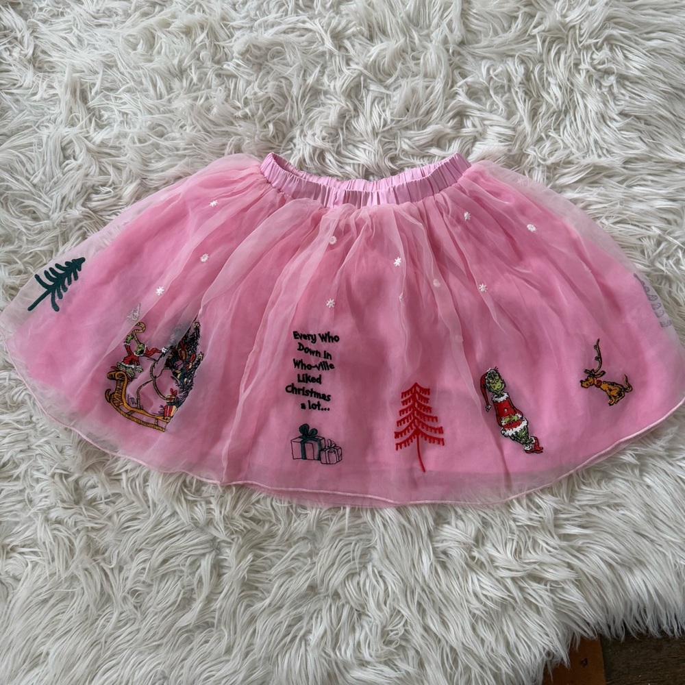 Hanna Andersson Dr Seuss Grinch tulle embroidered skirt